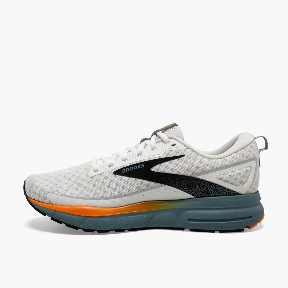 Men Brooks Trace 3 Running Shoes White / Orange / Blue | NLXM70261