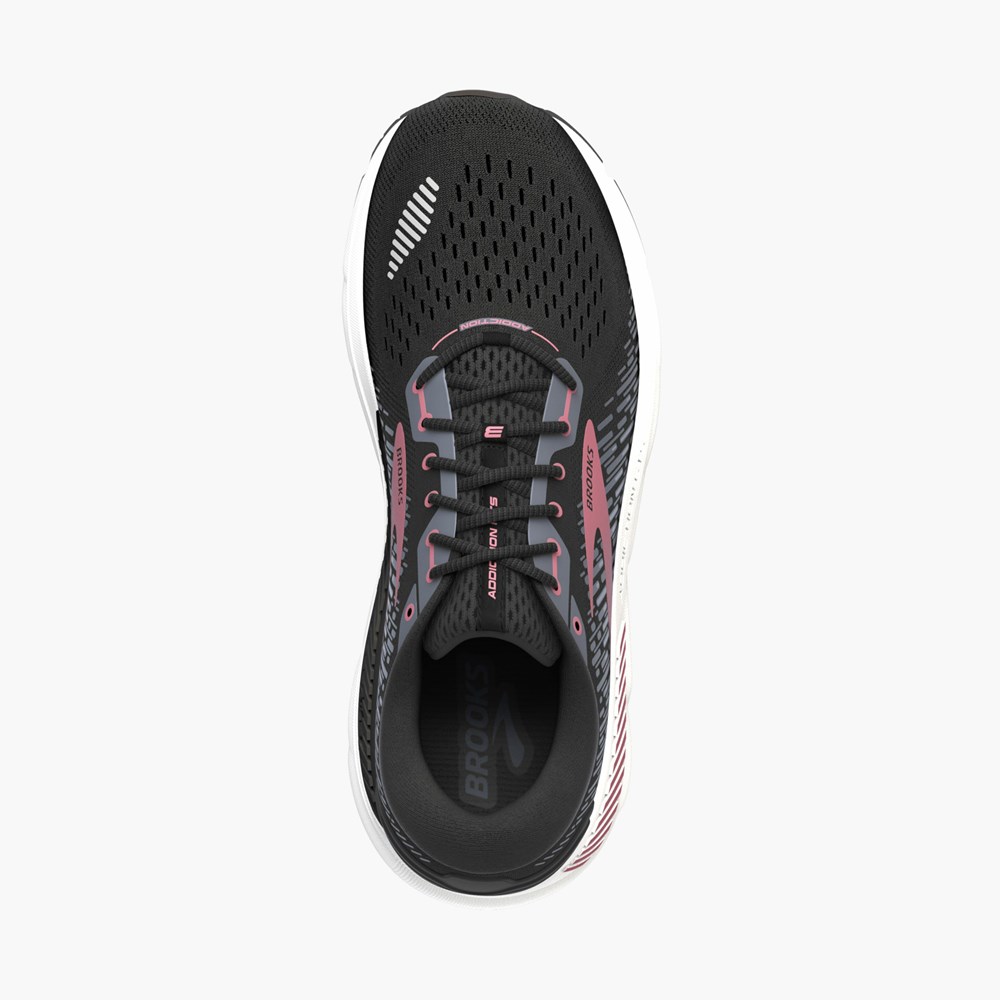 Women Brooks Addiction 15 Running Shoes Black | HVCU03564