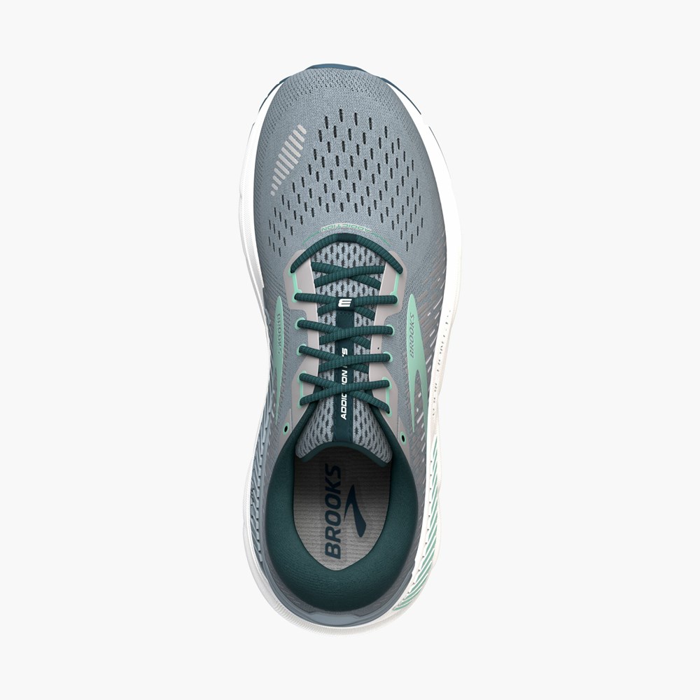 Women Brooks Addiction 15 Support Running Shoes Grey / Navy / Light Turquoise | FBTP61527