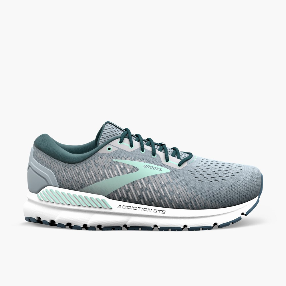 Women Brooks Addiction 15 Support Running Shoes Grey / Navy / Light Turquoise | FBTP61527