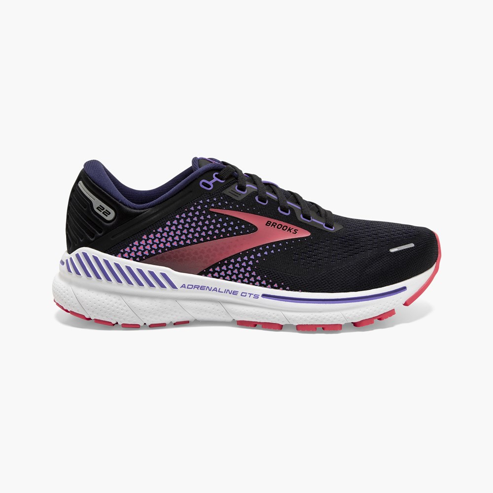 Women Brooks Adrenaline GTS 22 Road Running Shoes Black | QFUW07364