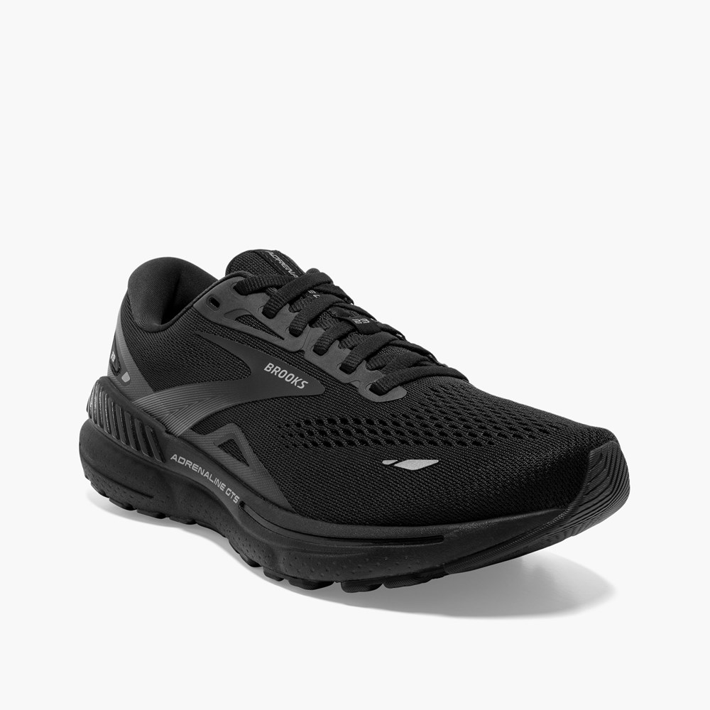 Women Brooks Adrenaline GTS 23 Road Running Shoes Black / Black | VIDR17920