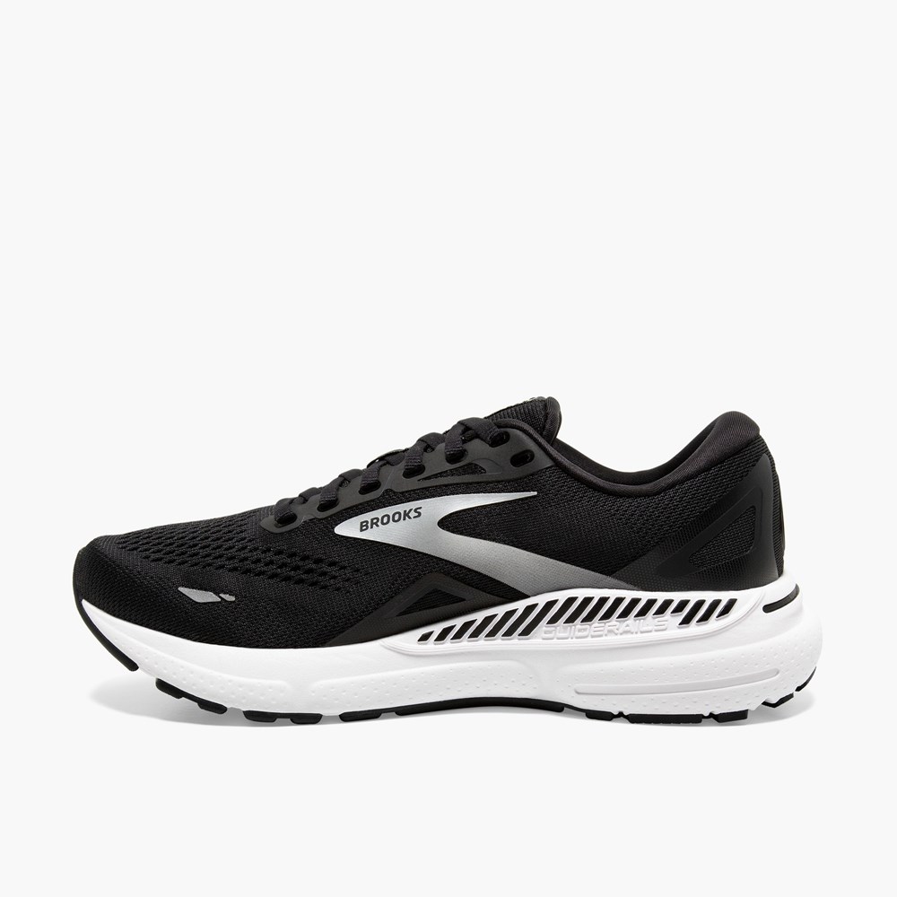 Women Brooks Adrenaline GTS 23 Running Shoes Black / White / Silver | NXOU04635