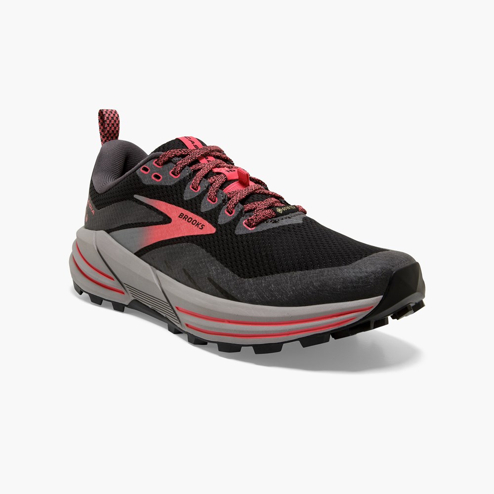 Women Brooks Cascadia 16 GTX Embraces all Terrains Trail Running Shoes Lemon / Black | QEMC69452