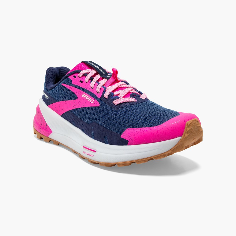 Women Brooks Catamount 2 Trail Running Shoes Black / Pink / Lemon | LRNP18426