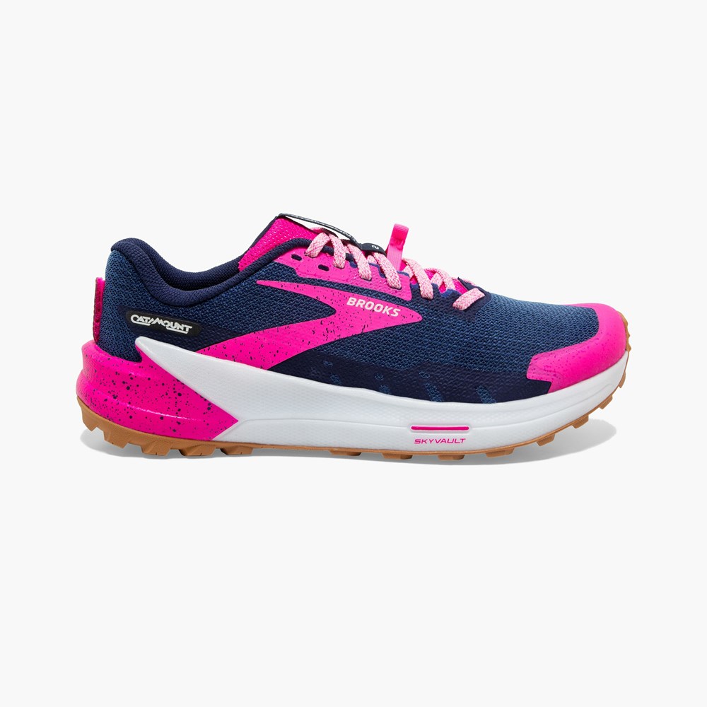 Women Brooks Catamount 2 Trail Running Shoes Black / Pink / Lemon | LRNP18426