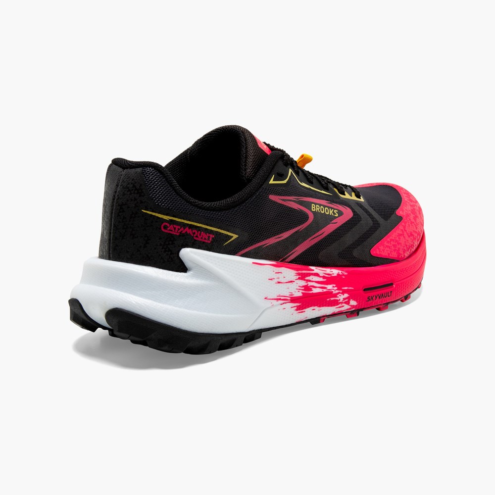 Women Brooks Catamount 3 Speed Hiking Shoes Black / Pink / Lemon | LVWA38016