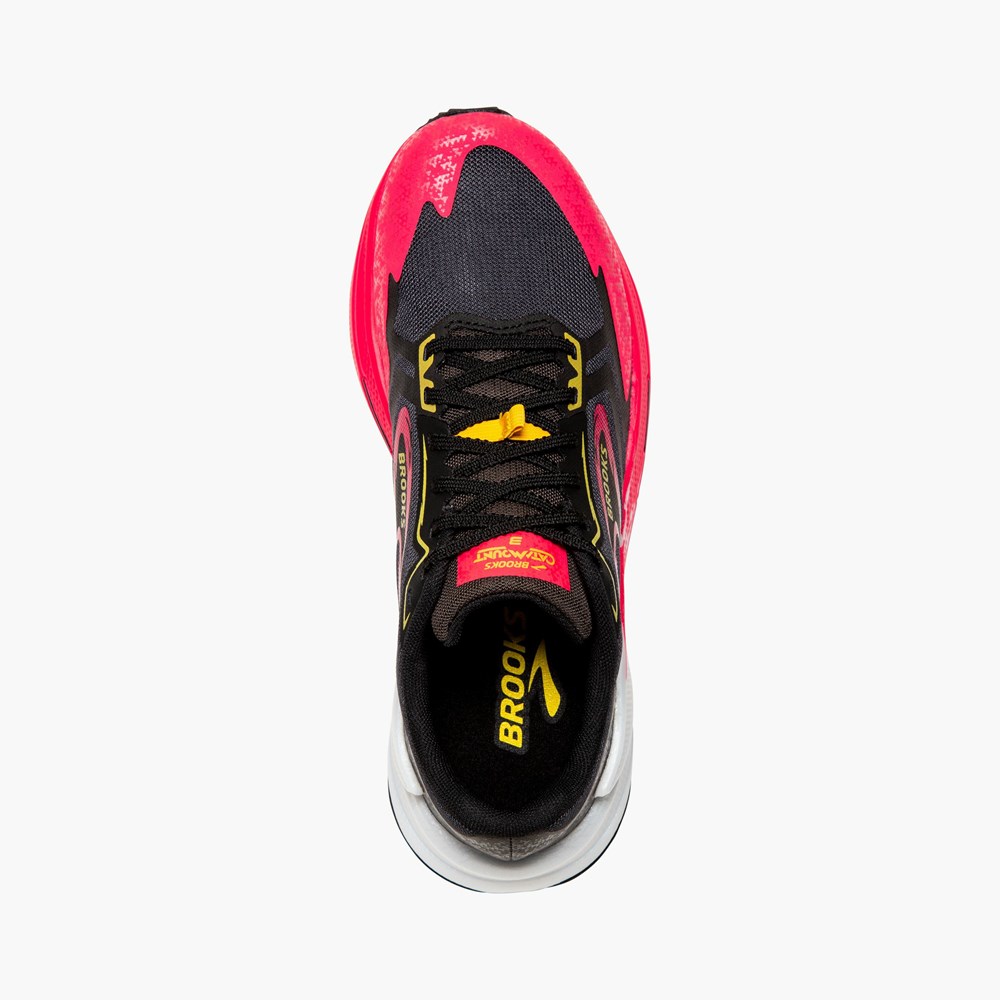 Women Brooks Catamount 3 Speed Trail Running Shoes Black / Pink / Lemon | IPRB91367