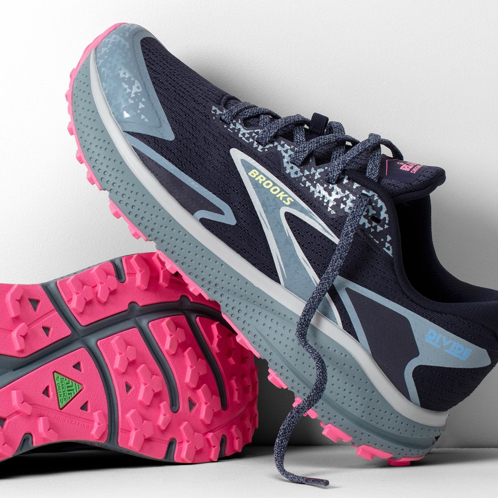 Women Brooks Divide 5 Trail Running Shoes Navy / Black / Pink | BLCV93214