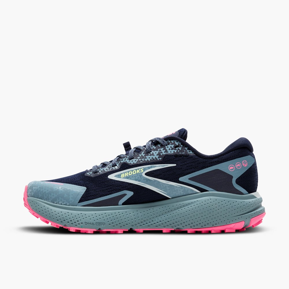 Women Brooks Divide 5 Trail Running Shoes Navy / Black / Pink | BLCV93214