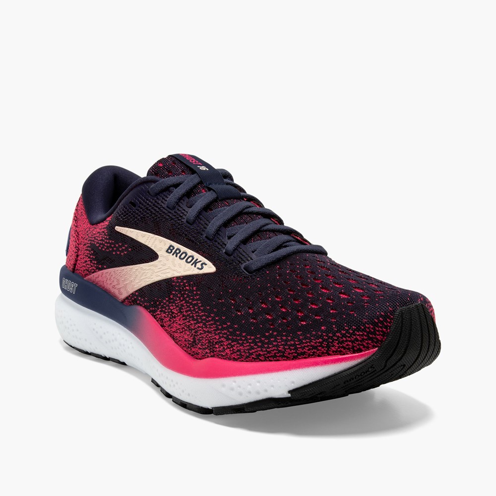 Women Brooks Ghost 16 Road Running Shoes Navy / Apricot | QAPV03527