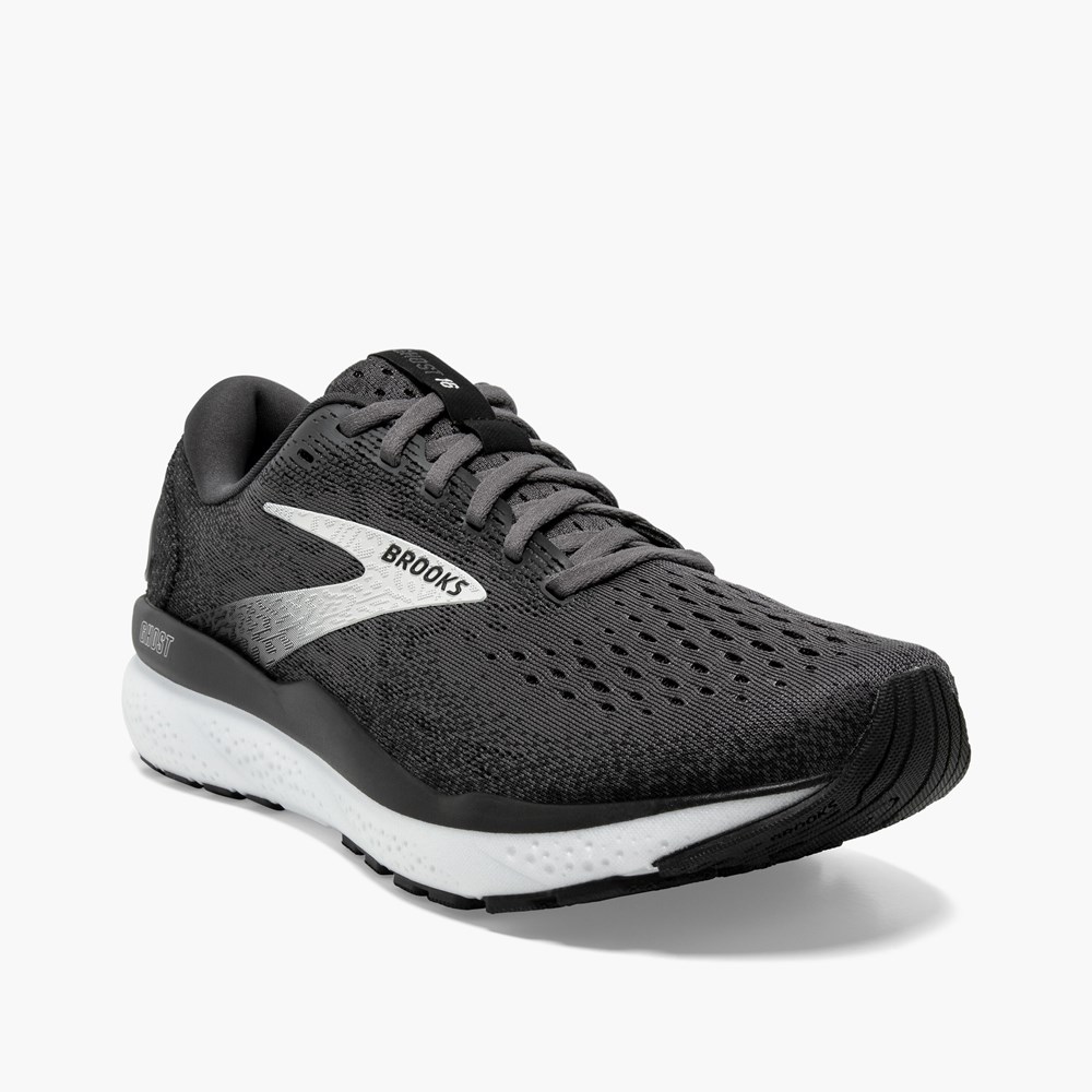 Women Brooks Ghost 16 Road Running Shoes Black / Grey / White | BEGF72913