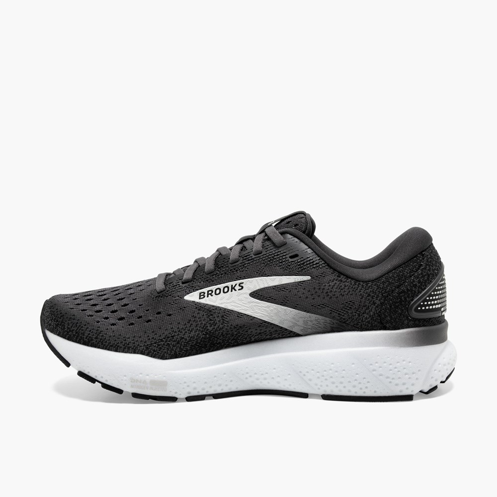 Women Brooks Ghost 16 Road Running Shoes Black / Grey / White | BEGF72913