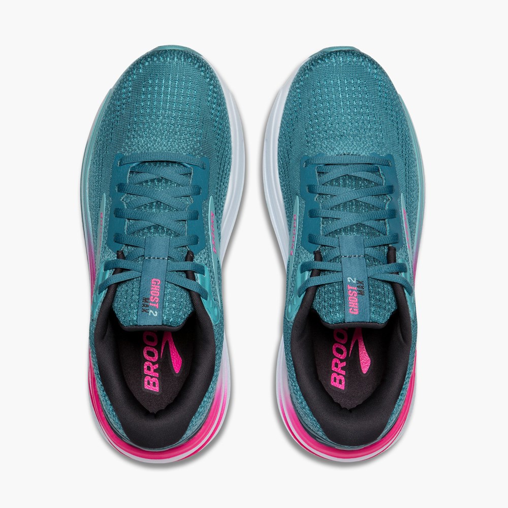 Women Brooks Ghost Max 2 Road Running Shoes Blue / Pink / Light Turquoise | ABMZ13640