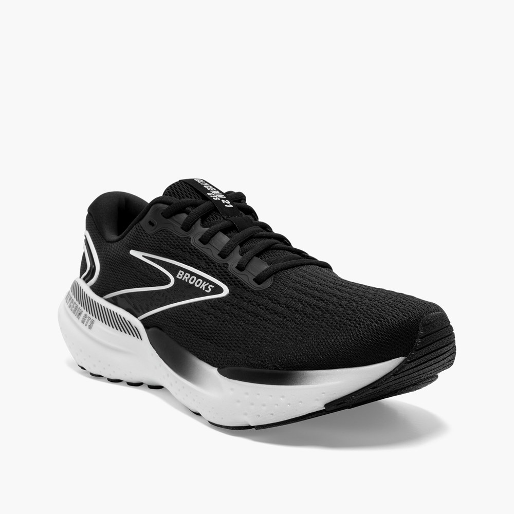 Women Brooks Glycerin GTS 21 Running Shoes Black / Grey / White | BPSQ38270