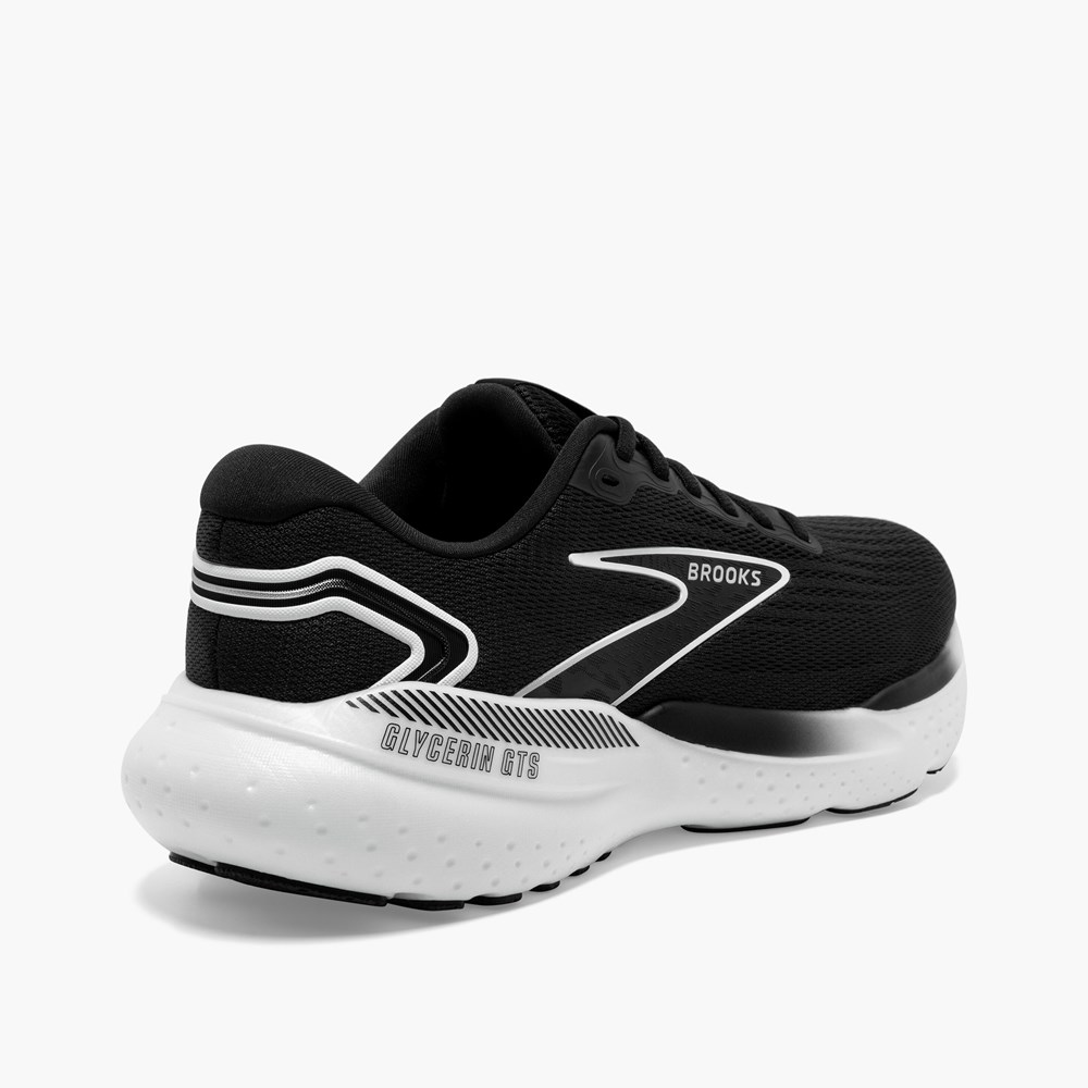 Women Brooks Glycerin GTS 21 Running Shoes Black / Grey / White | BPSQ38270