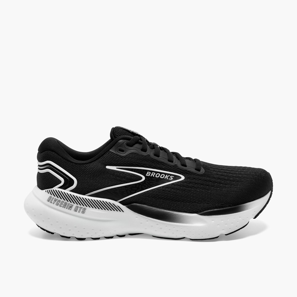 Women Brooks Glycerin GTS 21 Running Shoes Black / Grey / White | BPSQ38270