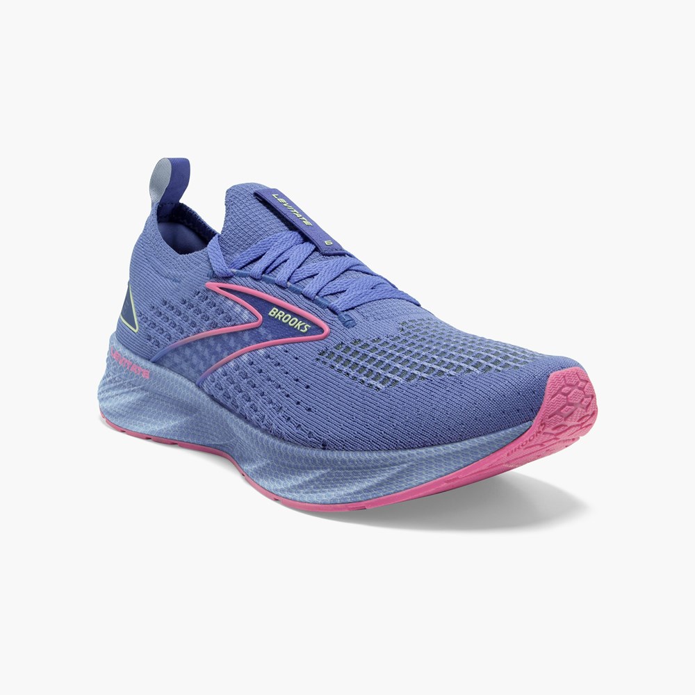 Women Brooks Levitate StealthFit 6 Road Running Shoes Black / Blue / Pink | BSID94607