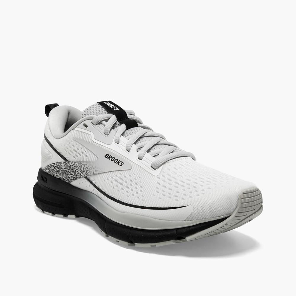 Women Brooks Trace 3 Road Running Shoes White / Black | OXKI64592